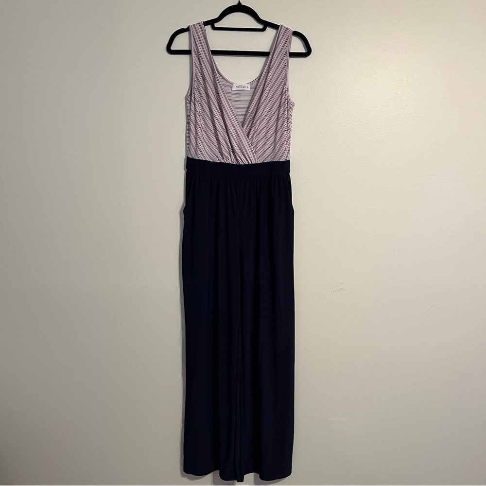 Kaileigh Blue and Pink Striped Sleeveless Jumpsuits & Rompers
